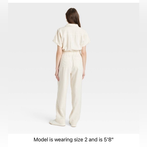 New New Universal Thread Short Sleeve Linen Boilersuit Cream size 4 - Picture 8 of 10
